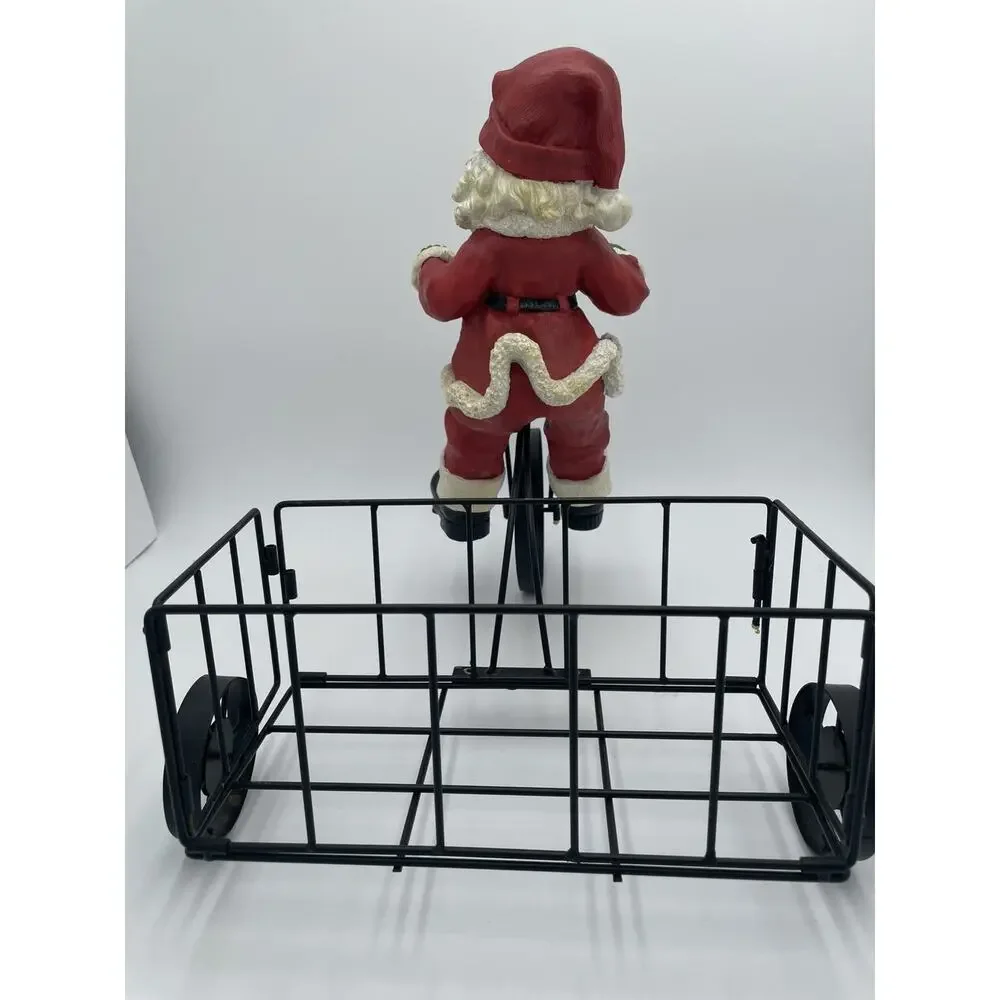 Large Oversized Christmas Decoration Vintage Santa Clause Riding Tricyle Basket
